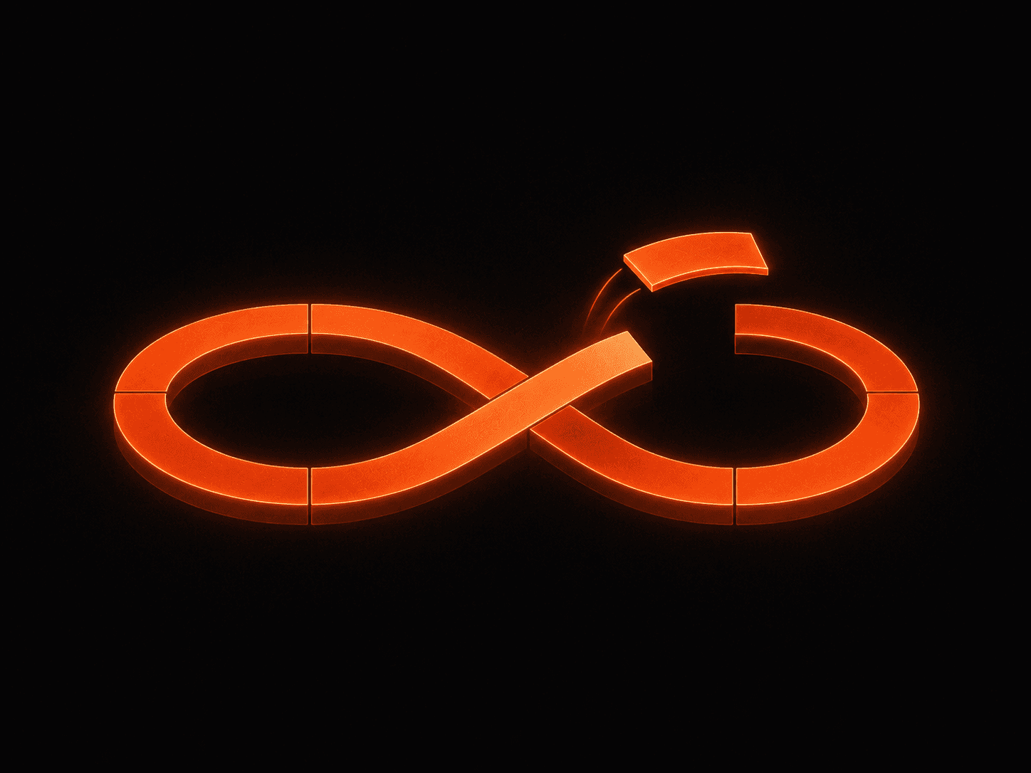 An endless looping ribbon with one segment lifting away to be swapped